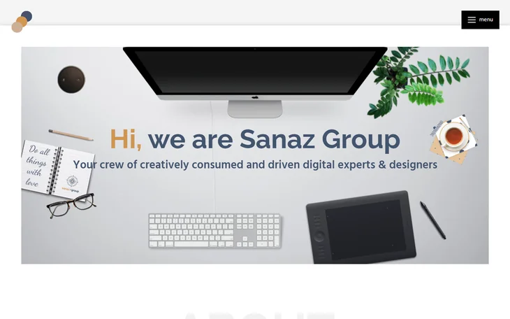 The SanazGroup homepage hero: Hi, we are Sanaz Group, your crew of digital experts and designers