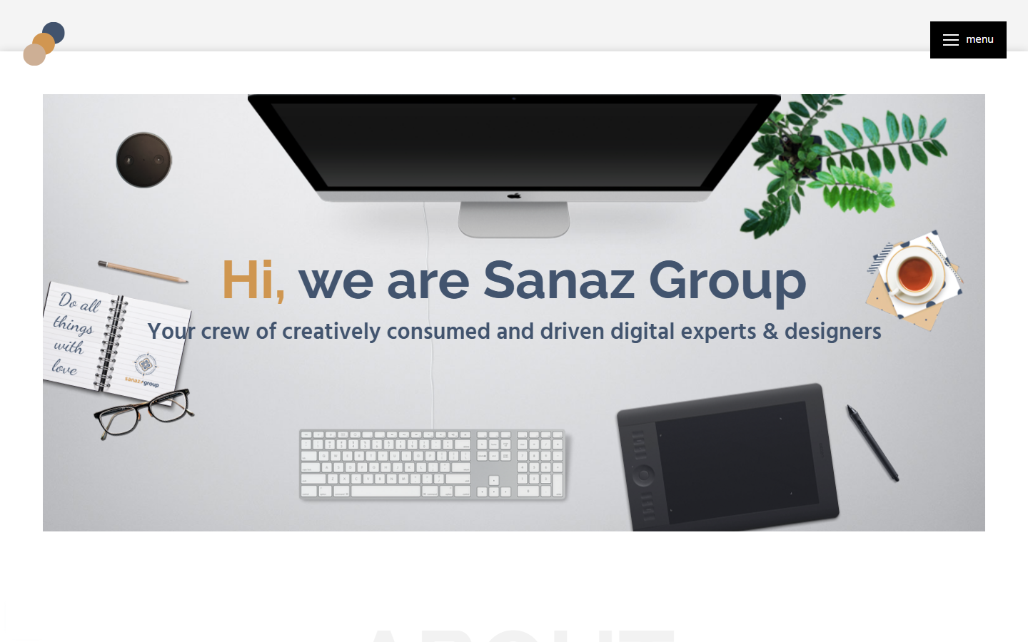 The SanazGroup homepage hero: Hi, we are Sanaz Group, your crew of digital experts and designers