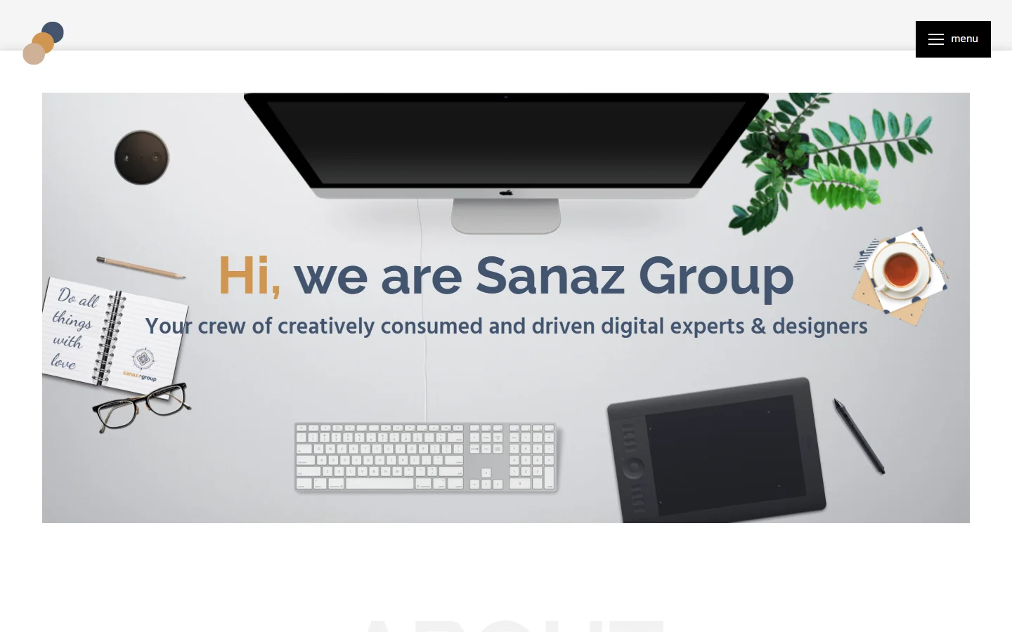 The SanazGroup homepage hero: Hi, we are Sanaz Group, your crew of digital experts and designers